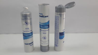 tubo de dentífrico Flexographic da prata da impressão 4oz com aleta translúcida do ombro no tampão